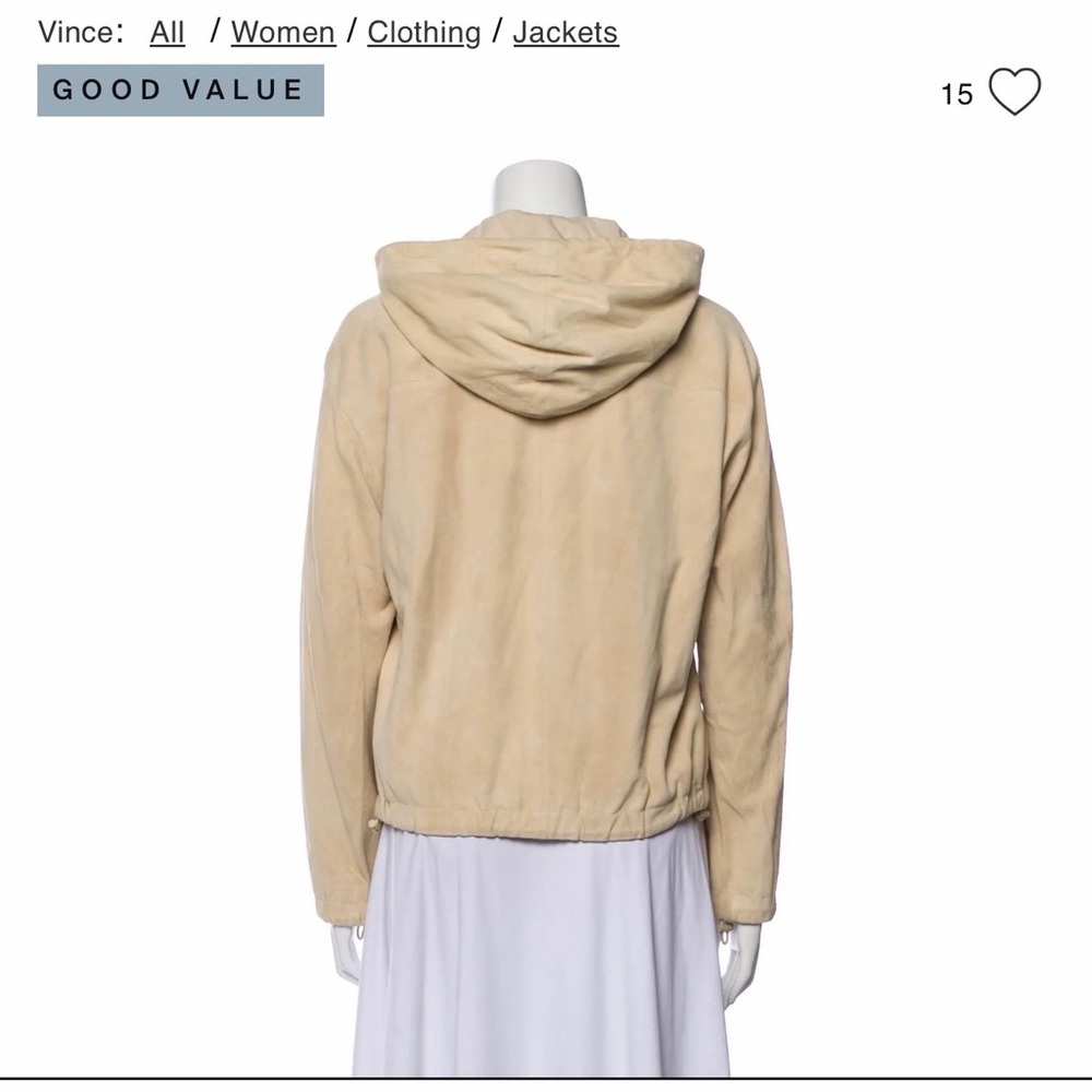 Vince Women's Suede Beige Hooded Utility Jacket-size M - Picture 6 of 16